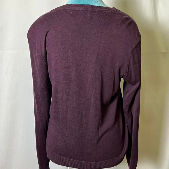 Vintage 90s Alfred Dunner Silk Blend Cardigan Women's Purple and Burgundy Small - Picture 3 of 6